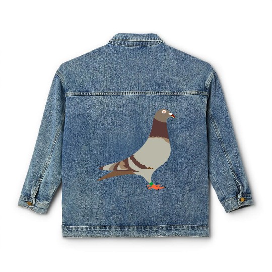 Red brown racing pigeon logo for racing pigeon ent Classic Women's Denim Jackets