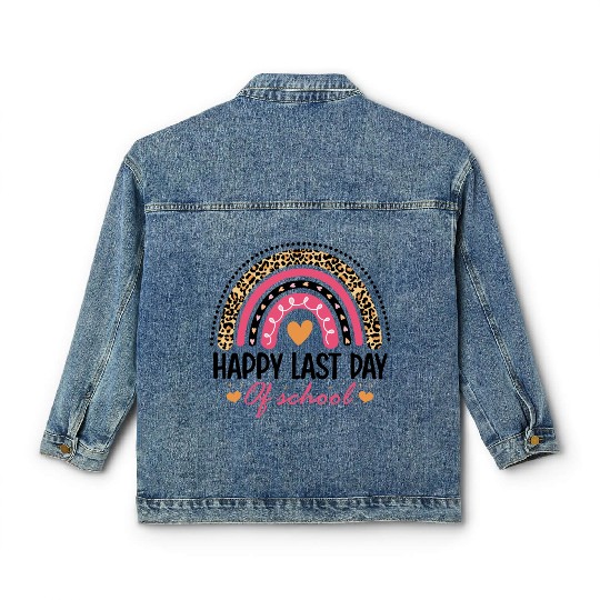 Leopard Rainbow Last Day Of School Teacher Classic Women's Denim Jackets