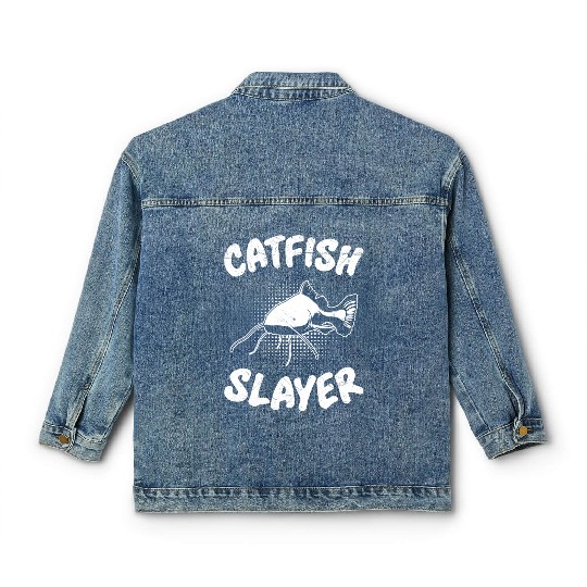 Catfish Slayer Flathead Butcher Fish hunting Classic Women's Denim Jackets