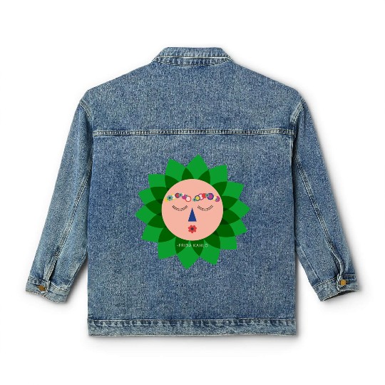 Cute Colorful Frida Kahlo Portrait Mexican Sun Classic Women's Denim Jackets