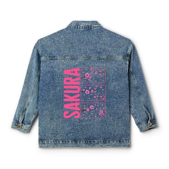 Cherry Blossom Classic Women's Denim Jackets, Sakura Kawaii Pop Culture