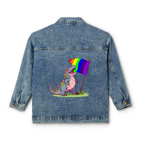 Funny Dinosaur LGBT Community Pride Lesbian Gay Classic Women's Denim Jackets