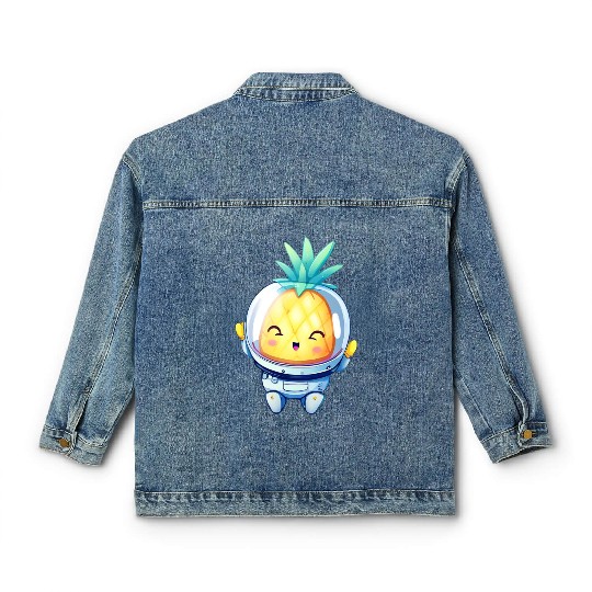 Kawaii astronauts pineapple Classic Women's Denim Jackets