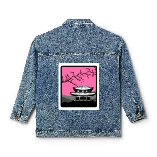 Cherry Blossom Classic Women's Denim Jackets, Sakura Kawaii Pop Culture