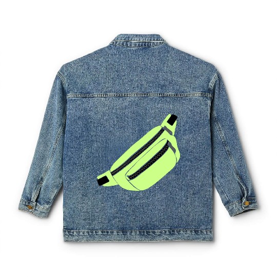 Lime Green Fanny Pack Illustration Classic Women's Denim Jackets