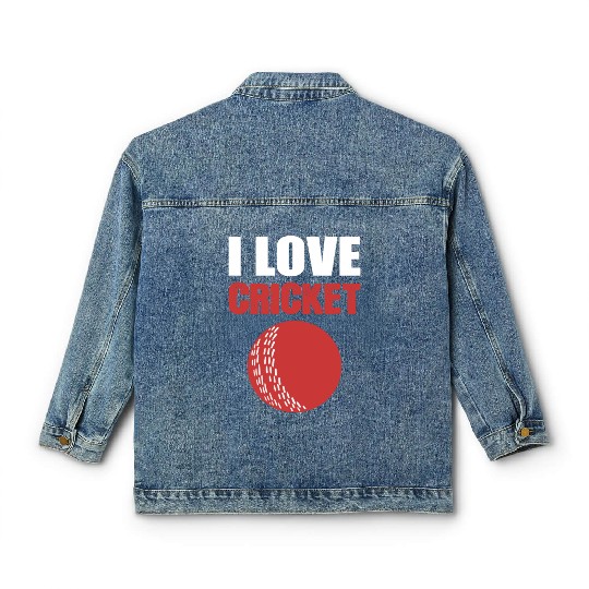 I Love Cricket Sport Coach Gift Classic Women's Denim Jackets