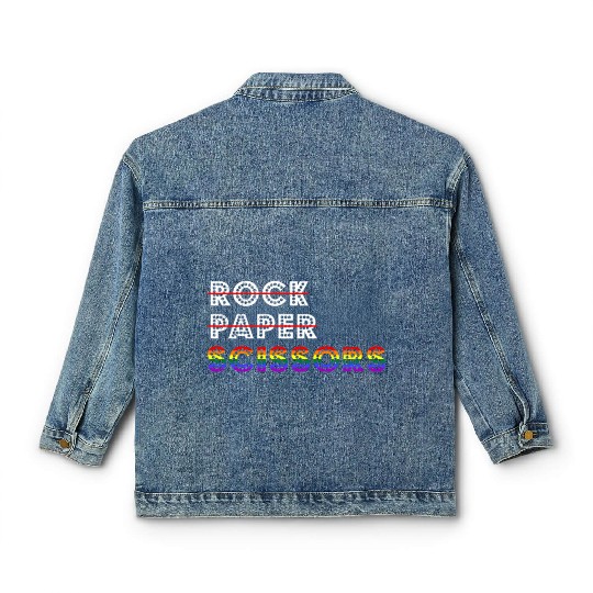 Rock Paper Scissors LGBT For Lesbians Lesbian Gay Classic Women's Denim Jackets