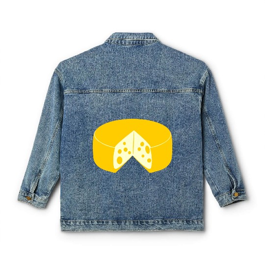 Cheese golden yellow with point cut out front view Classic Women's Denim Jackets