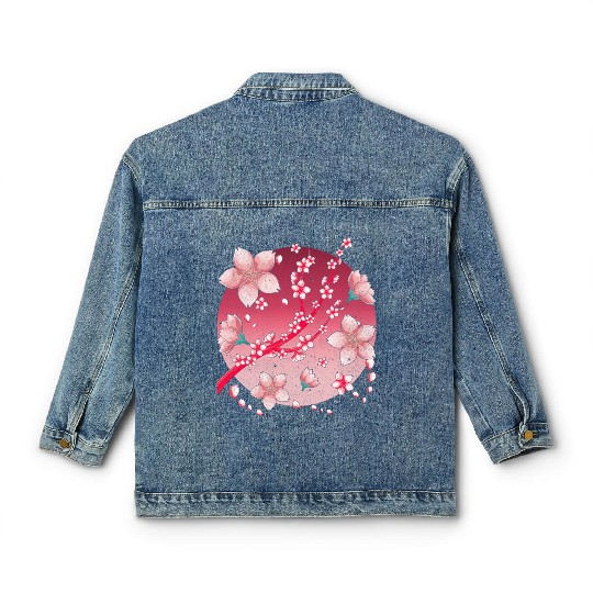 Japanese culture sakura gift cherry blossoms Classic Women's Denim Jackets