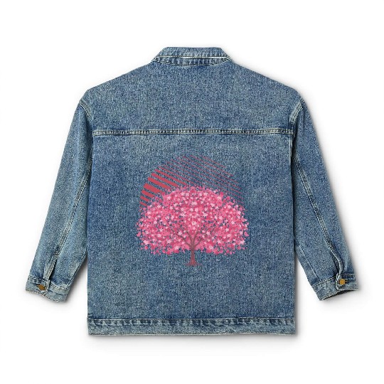 cherry blossom tree gift Japanese Sakura Classic Women's Denim Jackets