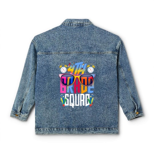 Fourth Grade Squad Teacher Student Funny Classic Women's Denim Jackets