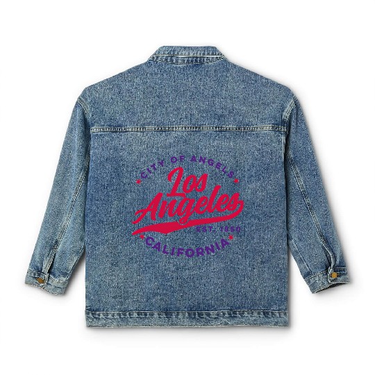 Los Angeles City Of Angels California Red Text Classic Women's Denim Jackets