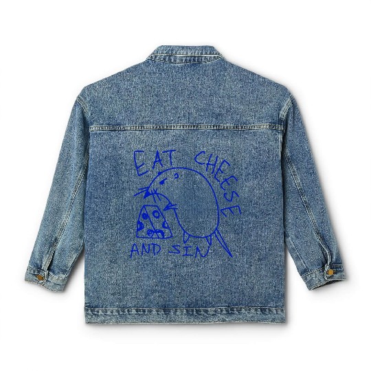 Eat cheese and sin Classic Women's Denim Jackets