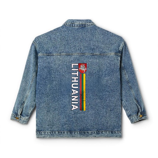 Lithuania Flag And Emblem Left Side Retro-Effect Classic Women's Denim Jackets