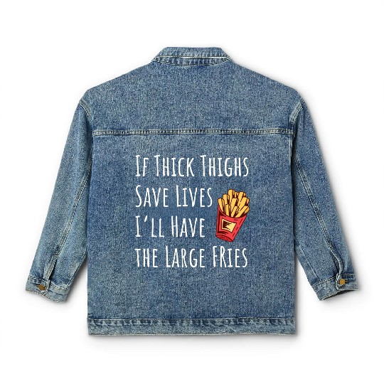 Funny Thick Thighs Save Lives Fries Classic Women's Denim Jackets