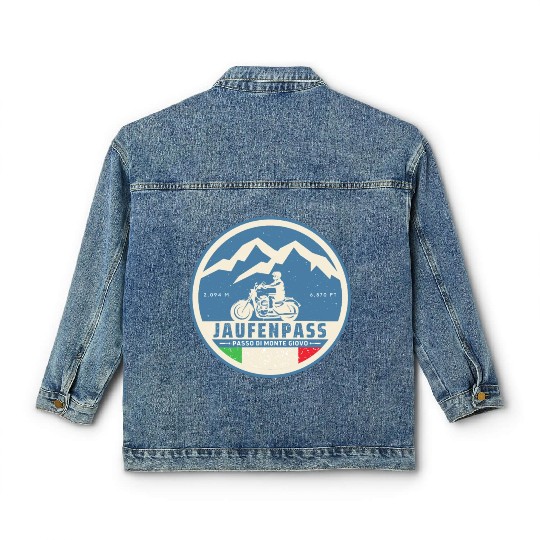 jaufenpass - passo di monte italian motorbike trip Classic Women's Denim Jackets