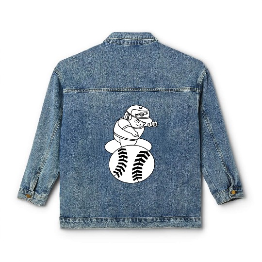 Kawaii Chibi Baseball Pitcher Classic Women's Denim Jackets