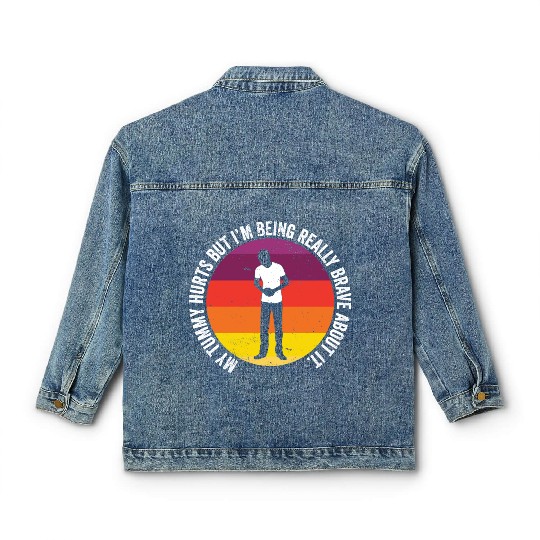Funny Tummy Ache Survivor My Tummy Hurts Food Classic Women's Denim Jackets