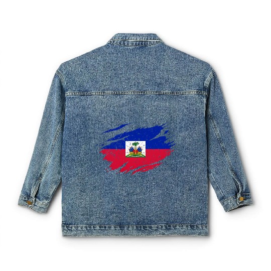 Haitian Flag Haiti Pride Roots Classic Women's Denim Jackets