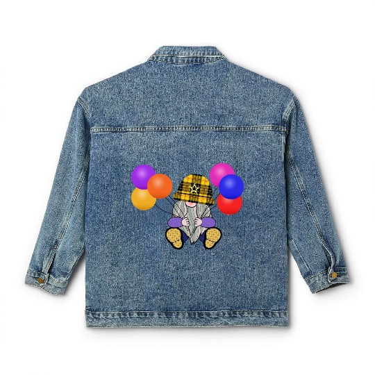 Gnome elf balloons balloons party fairy fantasy Classic Women's Denim Jackets
