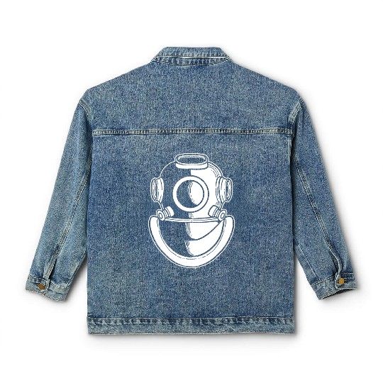 Diving Helmet Lifeguard or Diver Gift Classic Women's Denim Jackets