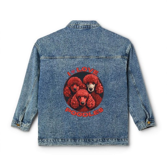 I Love Poodle Classic Women's Denim Jackets