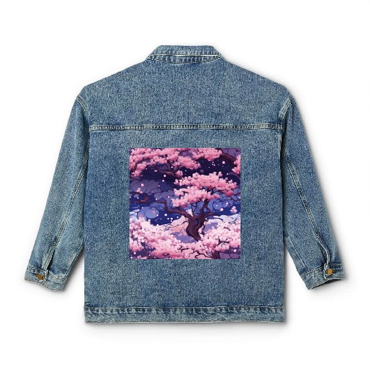 Anime Euphoria: Fantasy Cherry Blossom Dreamscape Classic Women's Denim Jackets