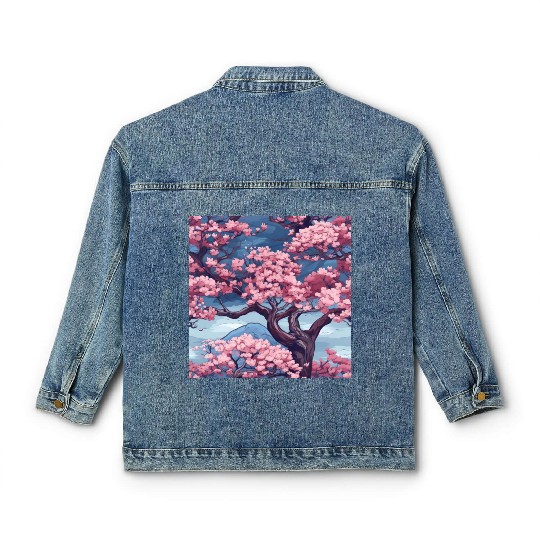 Anime Euphoria: Fantasy Cherry Blossom Dreamscape Classic Women's Denim Jackets