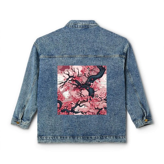 Anime Euphoria: Fantasy Cherry Blossom Dreamscape Classic Women's Denim Jackets
