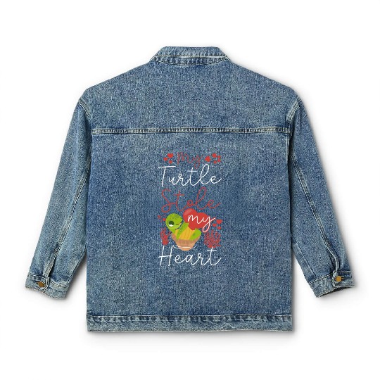 Sea Turtle Tortoise Valentines Day Classic Women's Denim Jackets