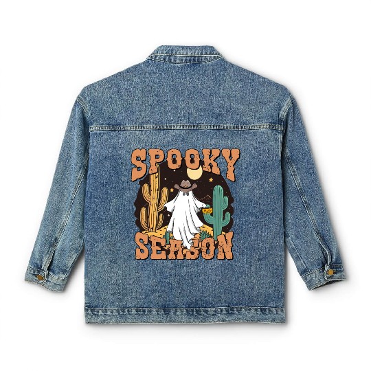 Spooky Season Western Ghost Halloween Classic Women's Denim Jackets