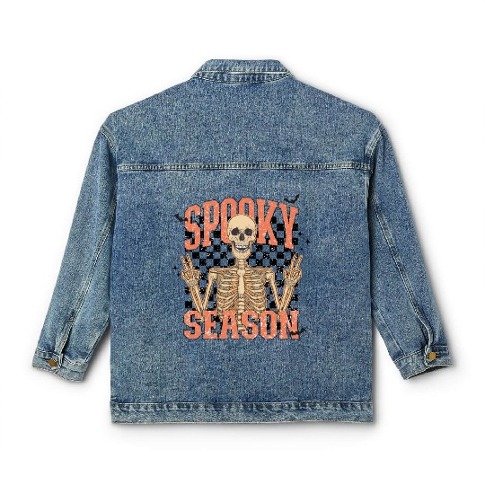 Mickey Ghost Spooky Season Comfort Colors Classic Women's Denim Jackets