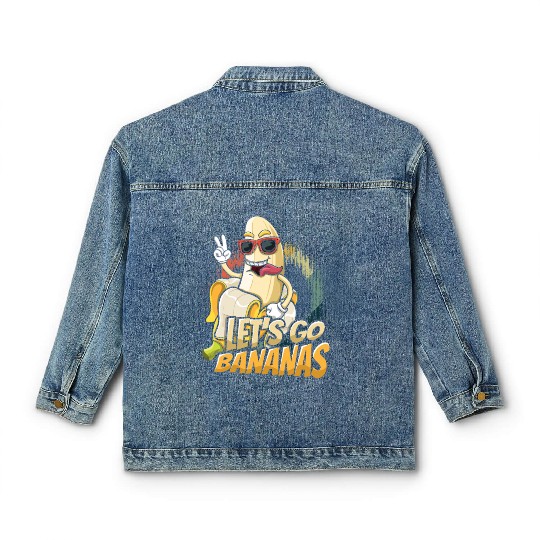 Happy Crazy Banana Meme Let Us Go Banana Classic Women's Denim Jackets