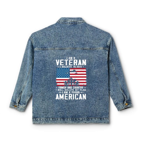 I Am A Proud American Veteran Classic Women's Denim Jackets
