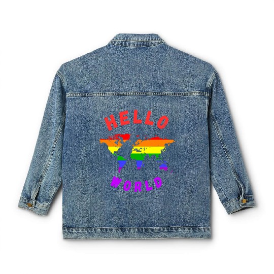 Human Rights Hello World Gifts for LGBT Classic Women's Denim Jackets