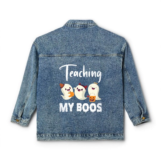 Ghosts Candy Corns Pumpkin Light Halloween Classic Women's Denim Jackets