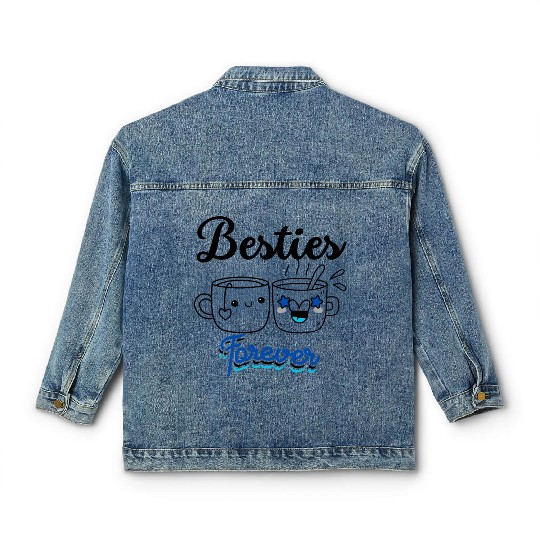 Besties , Friendship Day Gift, Tea Lover Friends Classic Women's Denim Jackets