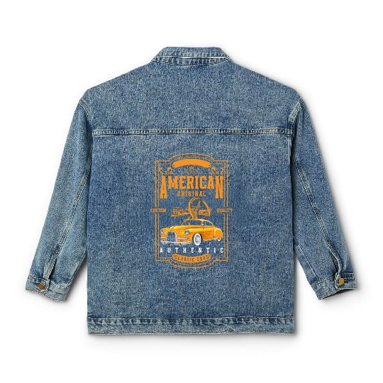 Car Retro Car Mechanic Sports Car Classic Women's Denim Jackets