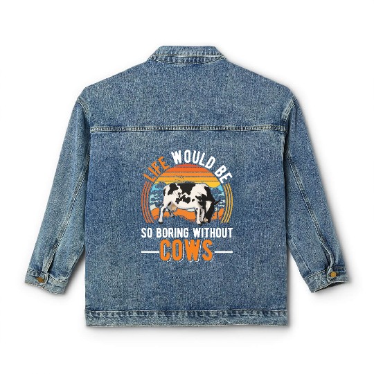 Cow Cattle Breeder Land, Farmer Cows Classic Women's Denim Jackets