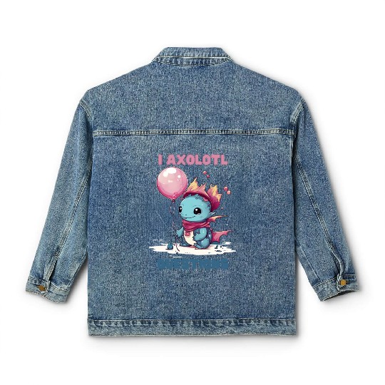 I Axolotl Questions Cute Axolotl Kawaii Classic Women's Denim Jackets