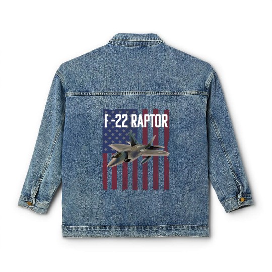 F 22 Raptor Aircraft USA Flag Classic Women's Denim Jackets