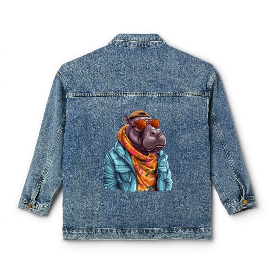 Graffiti Hippo. Heavyweight Strength. Classic Women's Denim Jackets