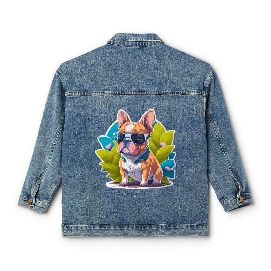 Frenchie Flower Splash Classic Women's Denim Jackets