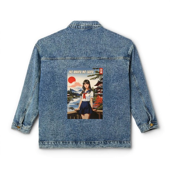 Funny Retro Art Style Anime Girl Japan Waifu Humor Classic Women's Denim Jackets