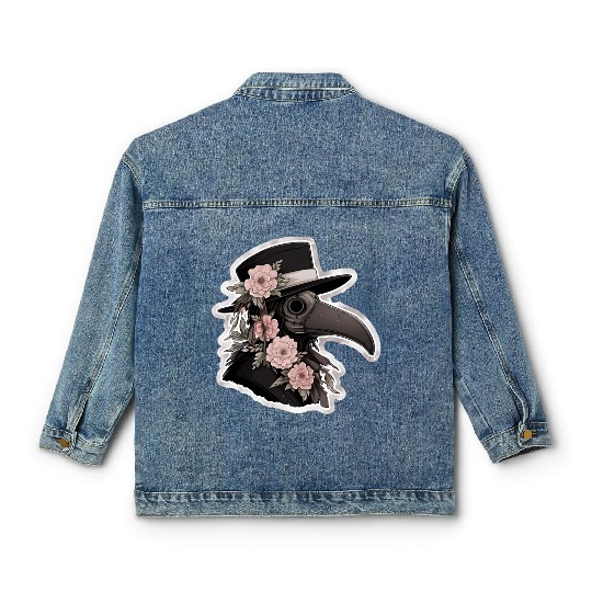 Cute Floral Plague Doctor Classic Women's Denim Jackets