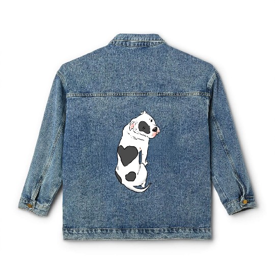 Pitbull With Heart Spot Pitbull Love Classic Women's Denim Jackets