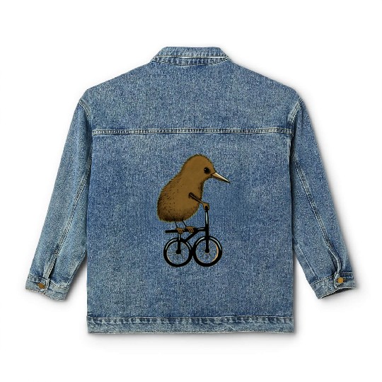 Kiwi Bird On Cycle Classic Women's Denim Jackets