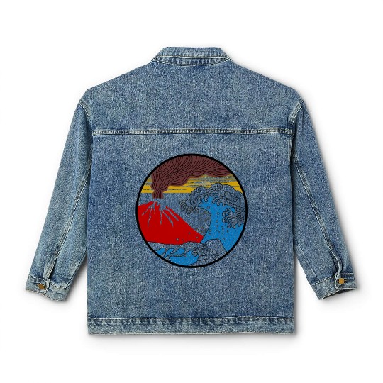 Great Wave off Kanagawa Japan hokusai Aesthetic Classic Women's Denim Jackets