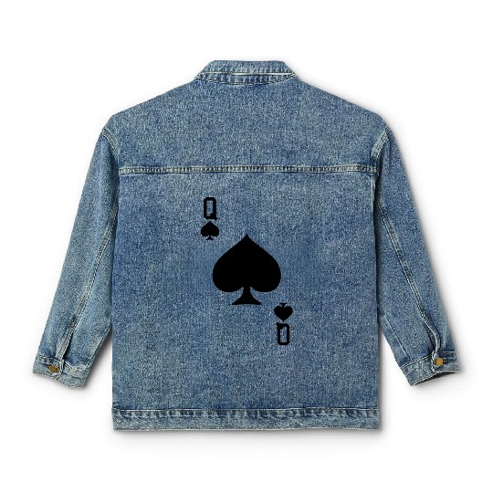 Queen Of Spades - Playing Card Easy Halloween Game Classic Women's Denim Jackets