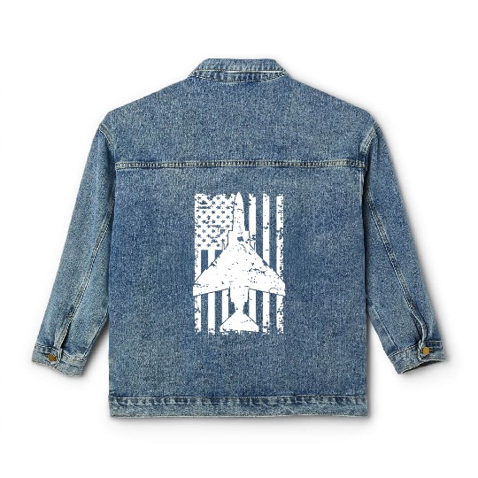 F 4 Phantom II Fighter Jet Patriotic Classic Women's Denim Jackets